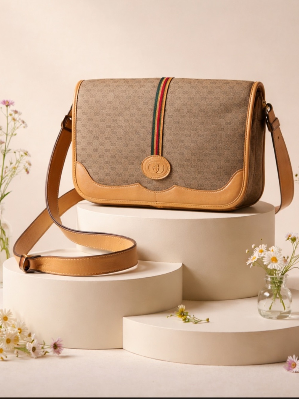 Authentic Gucci Sherry Line Leather Crossbody/Shoulder Bag.